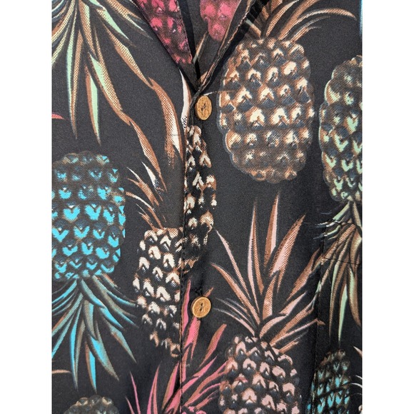 Ingear Fashions Mens Pineapple Print Button Down Shirt Black KOHS31 Large - Picture 3 of 8